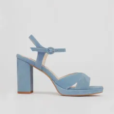 Dress sandals light blue suede TERESA - Luisa Toledo shoes