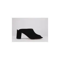 Mules LOLA with wide heel cut in black suede