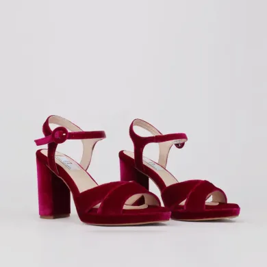 Platform sandals burgundy velvet - Dress heel sandals TERESA