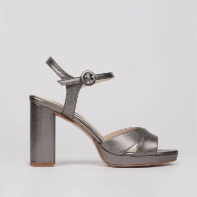 Platform sandal silver leather - Dress women sandals TERESA