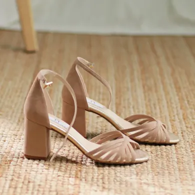 Sandalias fiesta nude detalle dorado BELEN - LT zapatos