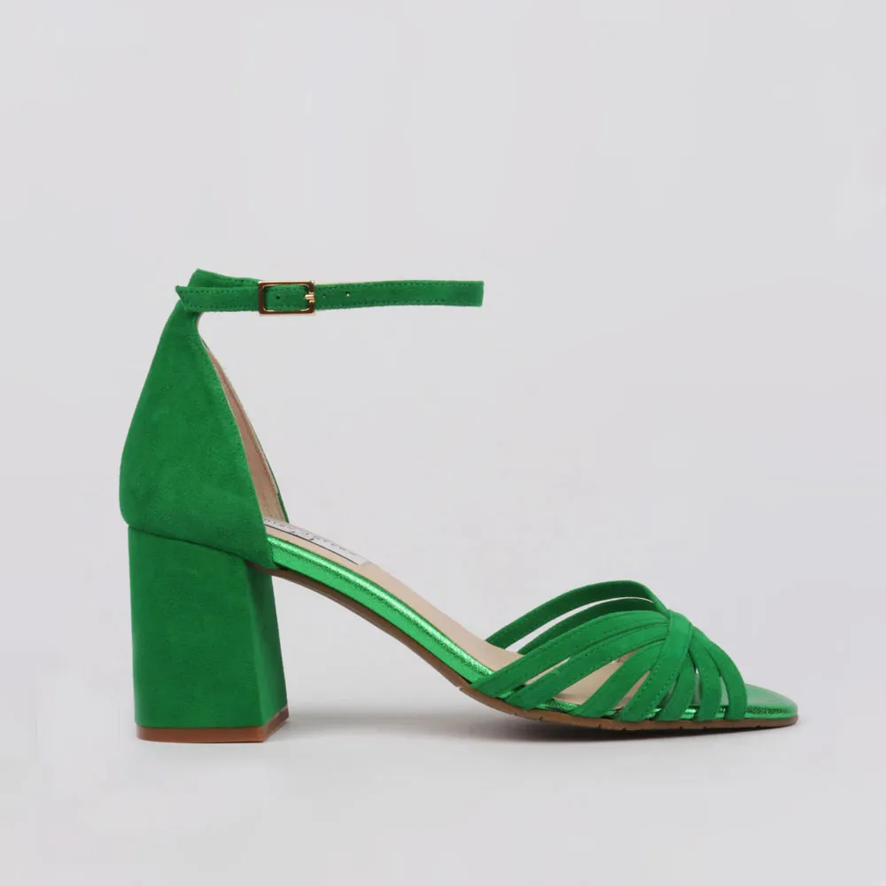 Sandalias fiesta tacón cómodo BELEN color verde - LT zapatos
