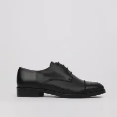 Derby lace-up shoes black leather - Luisa Toledo woman shoes