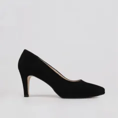 Dress shoes black suede PAULA ▻ Black stilettos platform detail