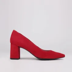 Zapatos de salón tacón ancho ante rojo ALMA