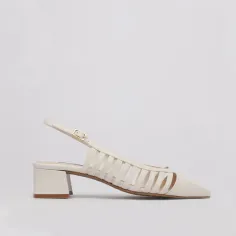 White shoes low heel ELISA ▻ Slingbacks shoes white leather