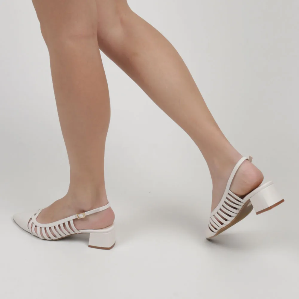 Zapatos blancos ELISA ▻ Zapatos destalonados blancos LT