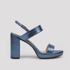 Blue dress sandals SABRINA - Platforn sandals metallic leather