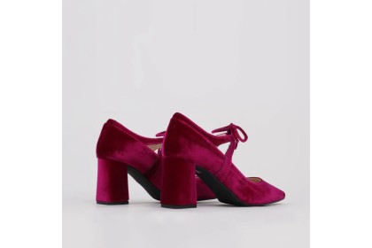 Zapatos terciopelo granate RANIA ▻ Zapato fiesta tacón cómodo