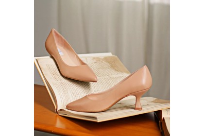 Stilettos tacón bajo piel color beige NADIA - LUISA TOLEDO