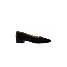 Stilettos low heel black suede festoon detail ALICIA