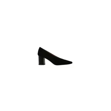 Zapatos ante negro con tacón joya y hueco francés DORIS