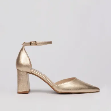 Zapatos dorados FELISA - Zapatos fiesta tacón cómodo dorados