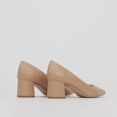 Zapatos tacón bajo EVA piel beige | Luisa Toledo Made in Spain