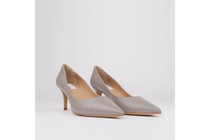 Gray leather stilettos ISABELA midi heel