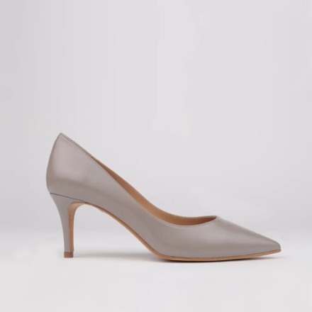 Gray leather stilettos ISABELA midi heel