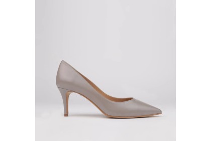 Gray leather stilettos ISABELA midi heel
