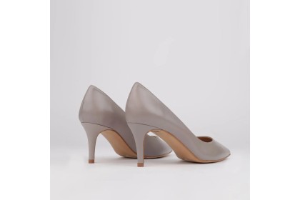 Gray leather stilettos ISABELA midi heel