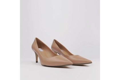 Mid heels beige leather ISABELA - NUDE SHOES