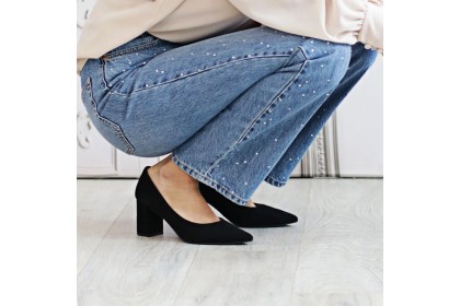Zapatos salón ante negro ALMA