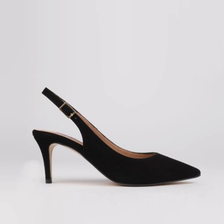 Zapatos de salón destalonados ante negro GOYA