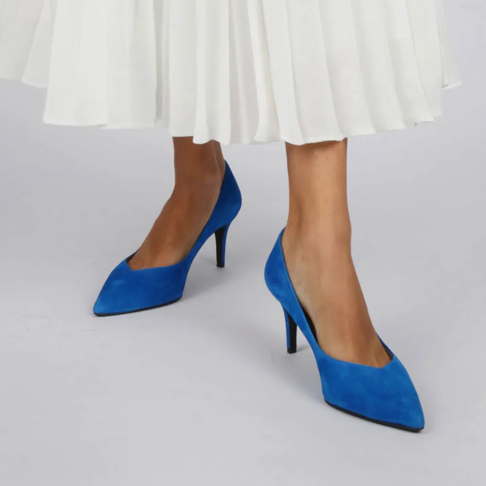 Zapato azul peacock - Stilettos Luisa Toledo - Tacones cómodos