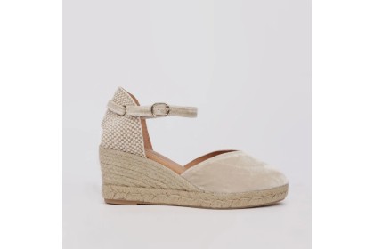 Velvet wedges espadrilles CATALINA white-off color