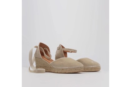 Velvet wedges espadrilles CATALINA white-off color