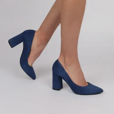 Wide heel stilettos blue jeans suede CAYETANA - Luisa Toledo