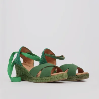 Wedge esparto sandals Penélope green color - LUISA TOLEDO
