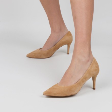 BEIGE STILETTOS - Mid heel pumps beige suede Luisa Toledo