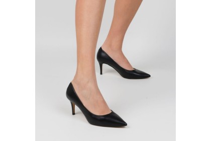 Black leather mid heel ISABELA stiletto