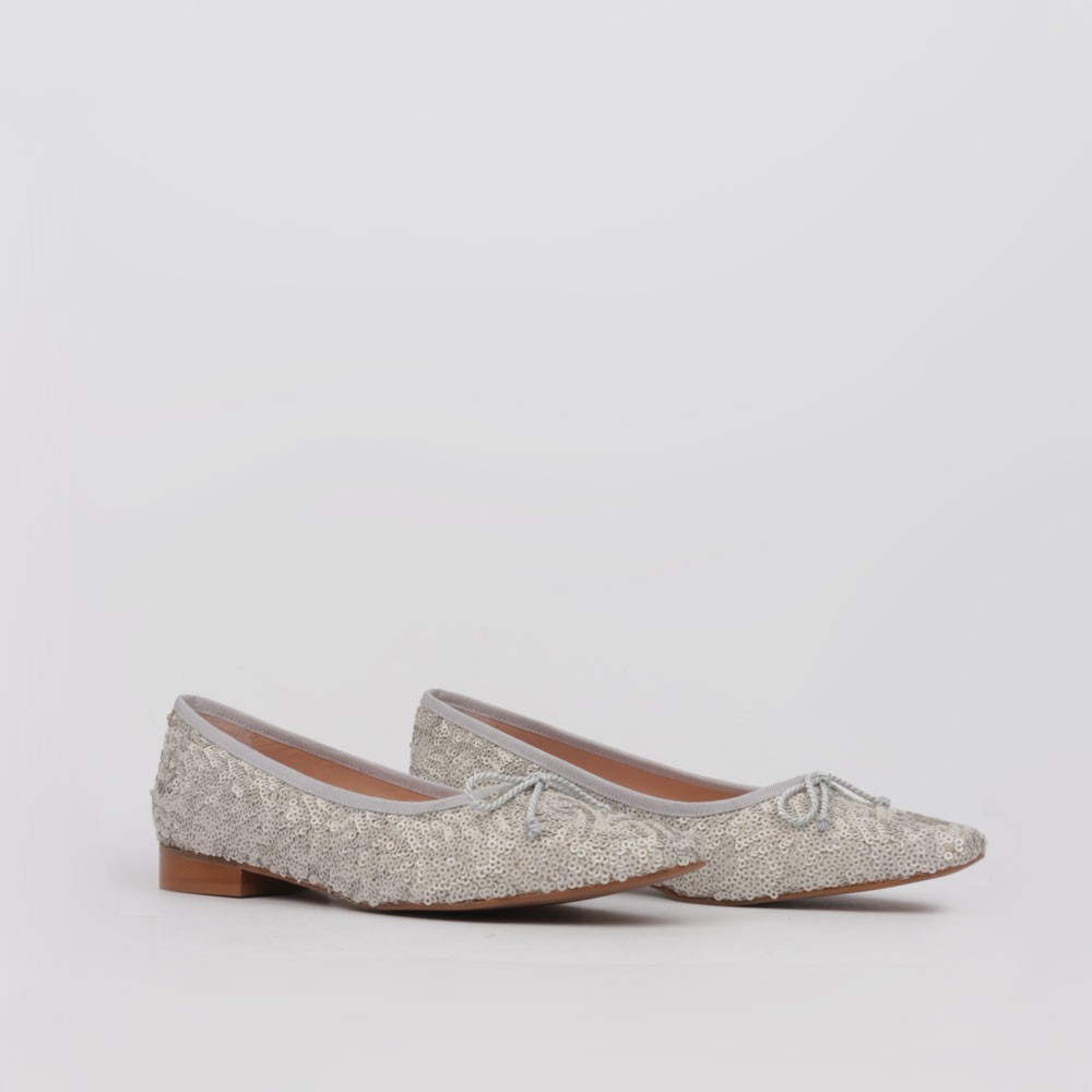Bailarinas glitter plata - Colección LT Zapatos Planos