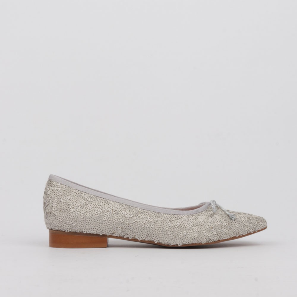 Bailarinas glitter plata - Colección LT Zapatos Planos