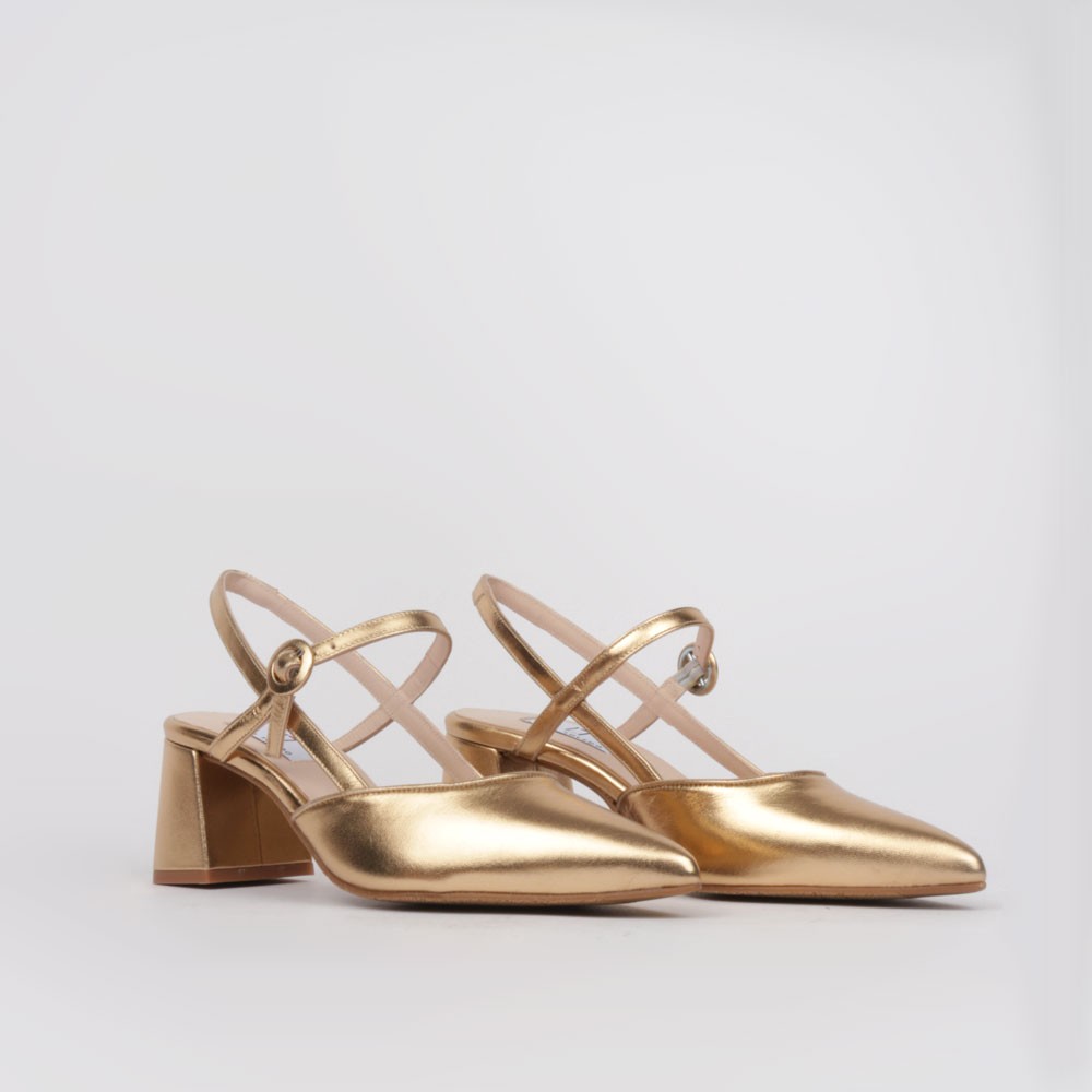 Zapatos destalonados LORENA dorados | Colección LT cómodos