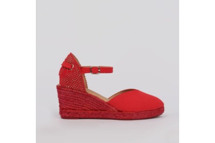Alpargatas CATALINA LT  - Cuñas esparto 7 cm. color rojo