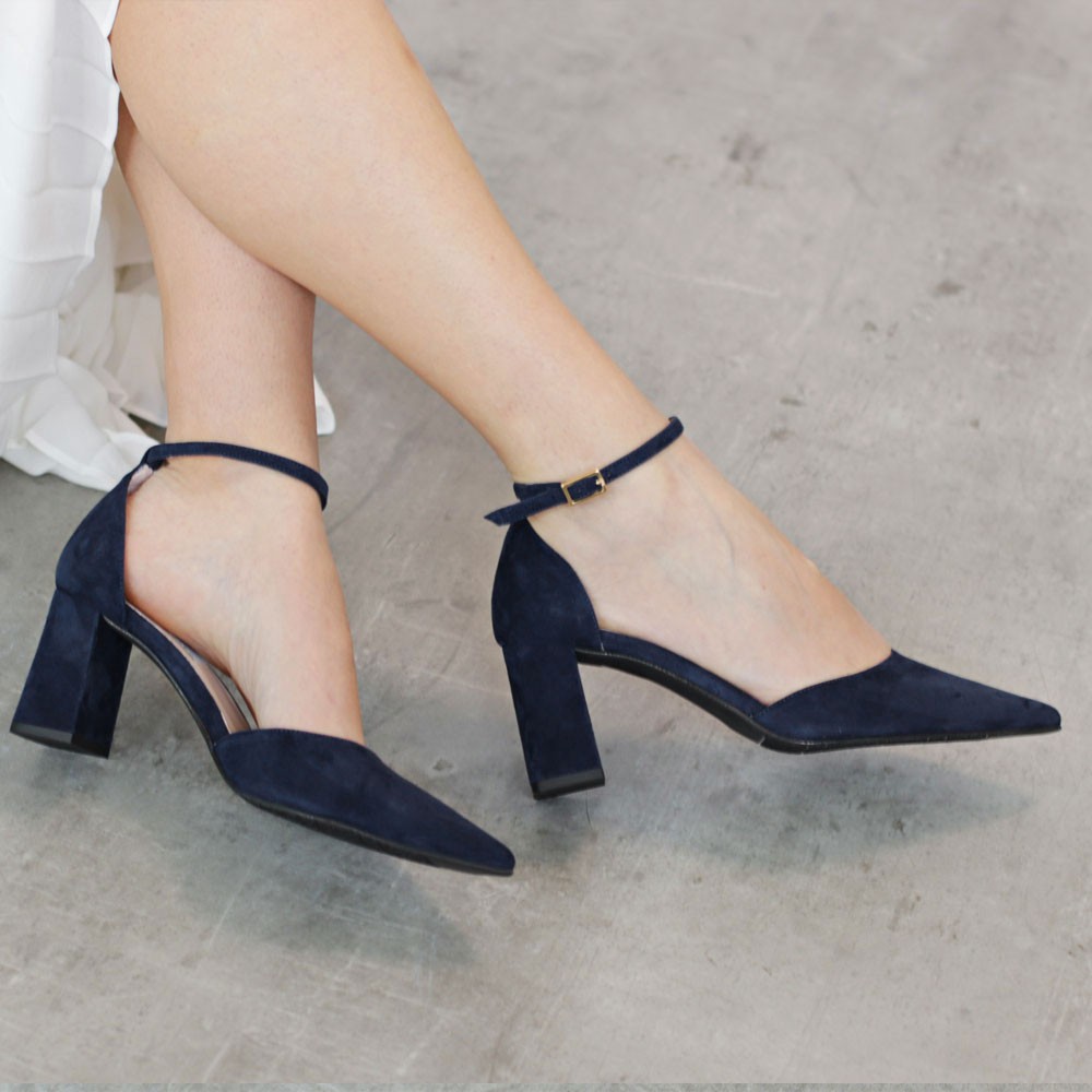 Zapatos azules FELISA - Zapatos fiesta tacón ancho azul marino