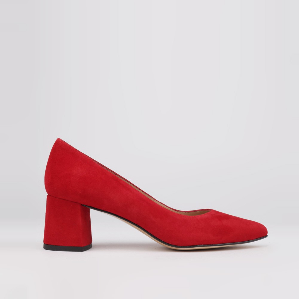 Zapatos tacón bajo ante rojo EVA