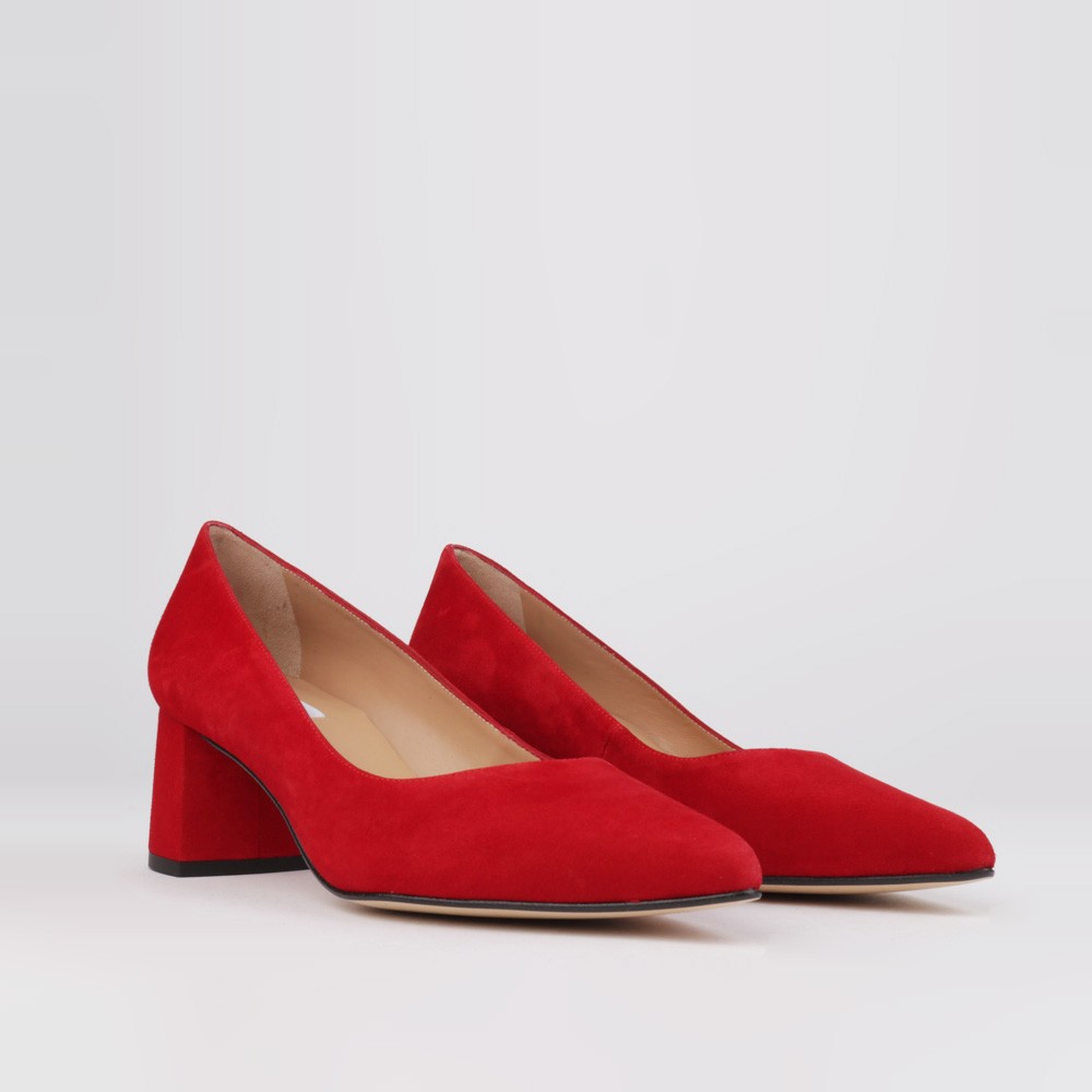 Zapatos tacón bajo ante rojo EVA