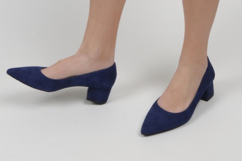 Zapatos azules tacón bajo MARINA