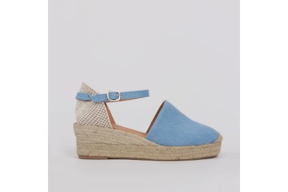 Alpargatas azules cuña baja MARIBEL | Alpargata mujer comoda
