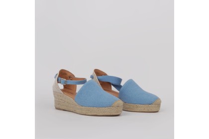 Alpargatas azules cuña baja MARIBEL | Alpargata mujer comoda