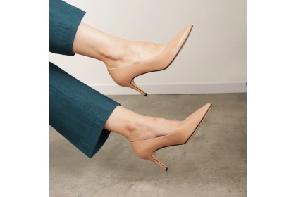 Mid heels beige leather ISABELA - NUDE SHOES