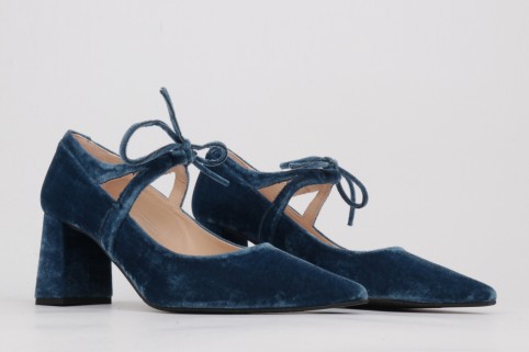 Zapatos abotinados terciopelo azul RANIA