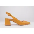Zapatos destalonado amarillo CAMILA tacón ancho