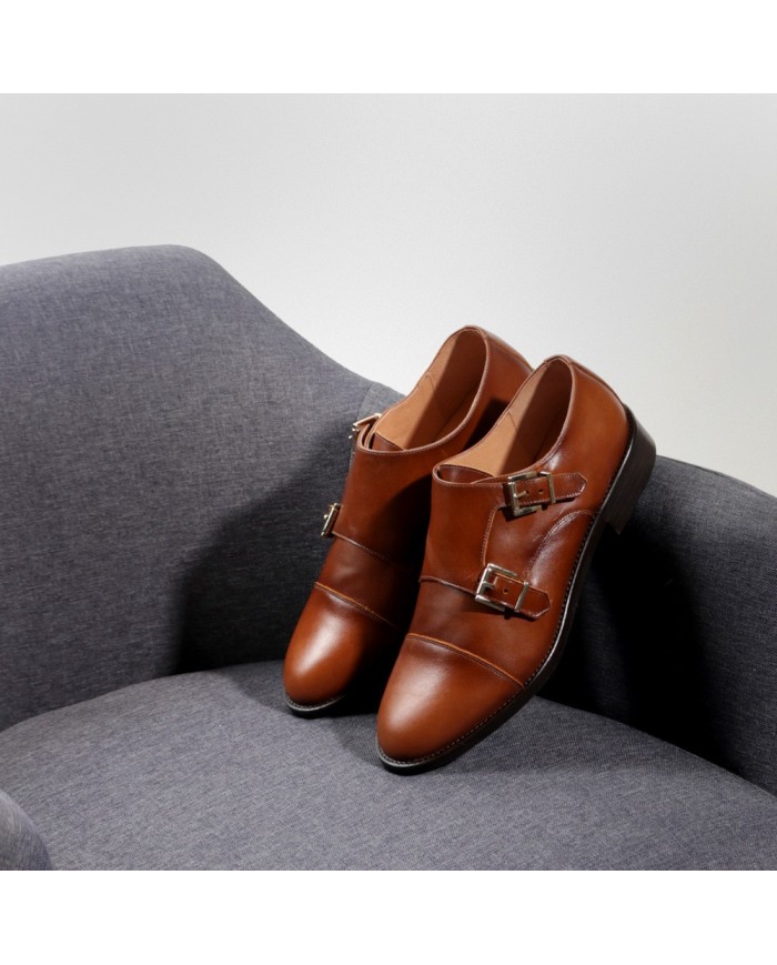 Brown double monk strap shoes - LUISA TOLEDO women shoes display picture 2