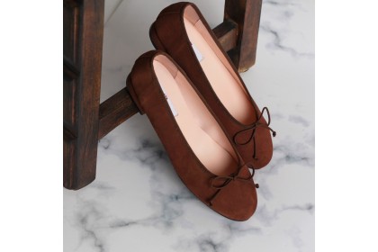 Ballet flats brown suede TAMARA - Collection flat woman shoes