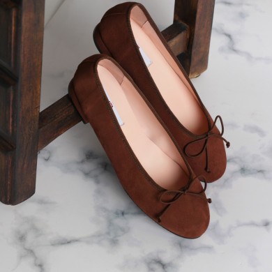 Ballet flats brown suede TAMARA - Collection flat woman shoes