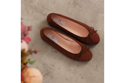 Ballet flats brown suede TAMARA - Collection flat woman shoes