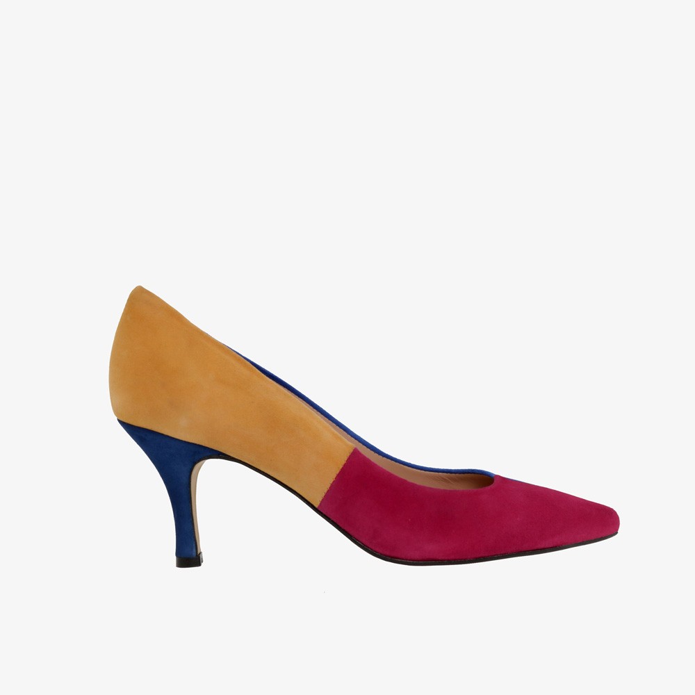 Zapatos combinados mostaza, klein y buganvilla CARMEN